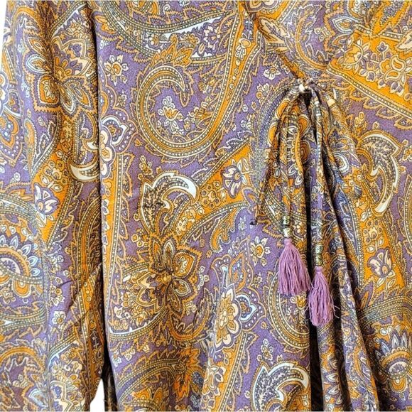Karma Highway Orange And Purple Paisley Blouse One Size - Picture 4 of 6